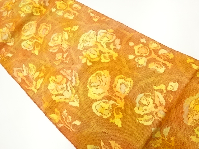 JAPANESE NAGOYA OBI / TSUMUGI / WOVEN FLORAL PLANTS